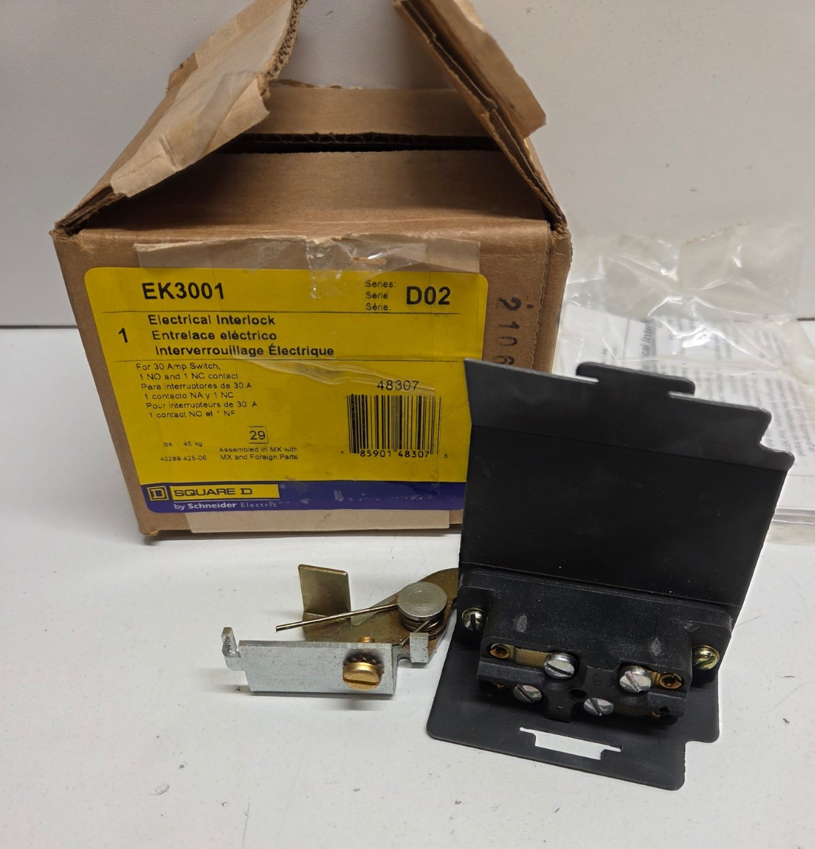 NEW IN BOX! SQUARE D 30A 1NO/1NC ELECTRICAL INTERLOCK EK3001