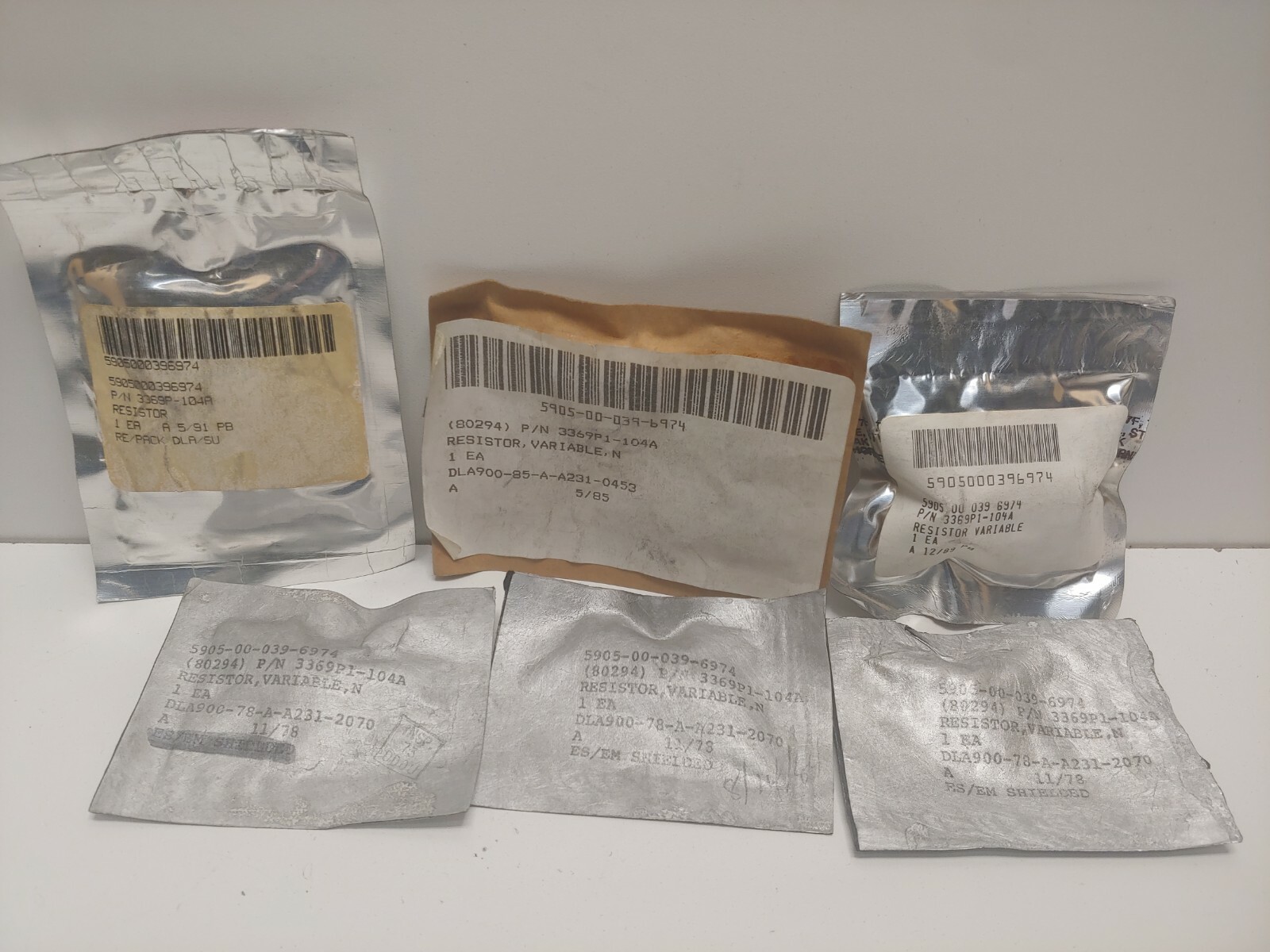 LOT OF 6 NEW! MIL-SPEC VARIABLE RESISTORS 3369P1-104A 5905-00-039-6974