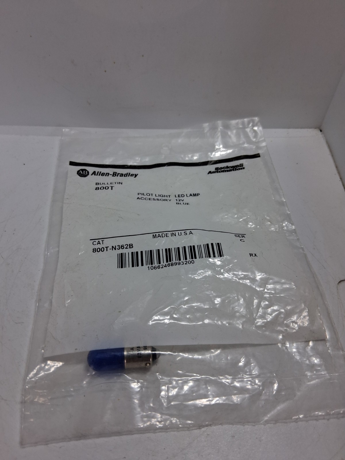 ALLEN BRADLEY 800T-N362B LED LAMP 12V BLUE SERIES C NIB