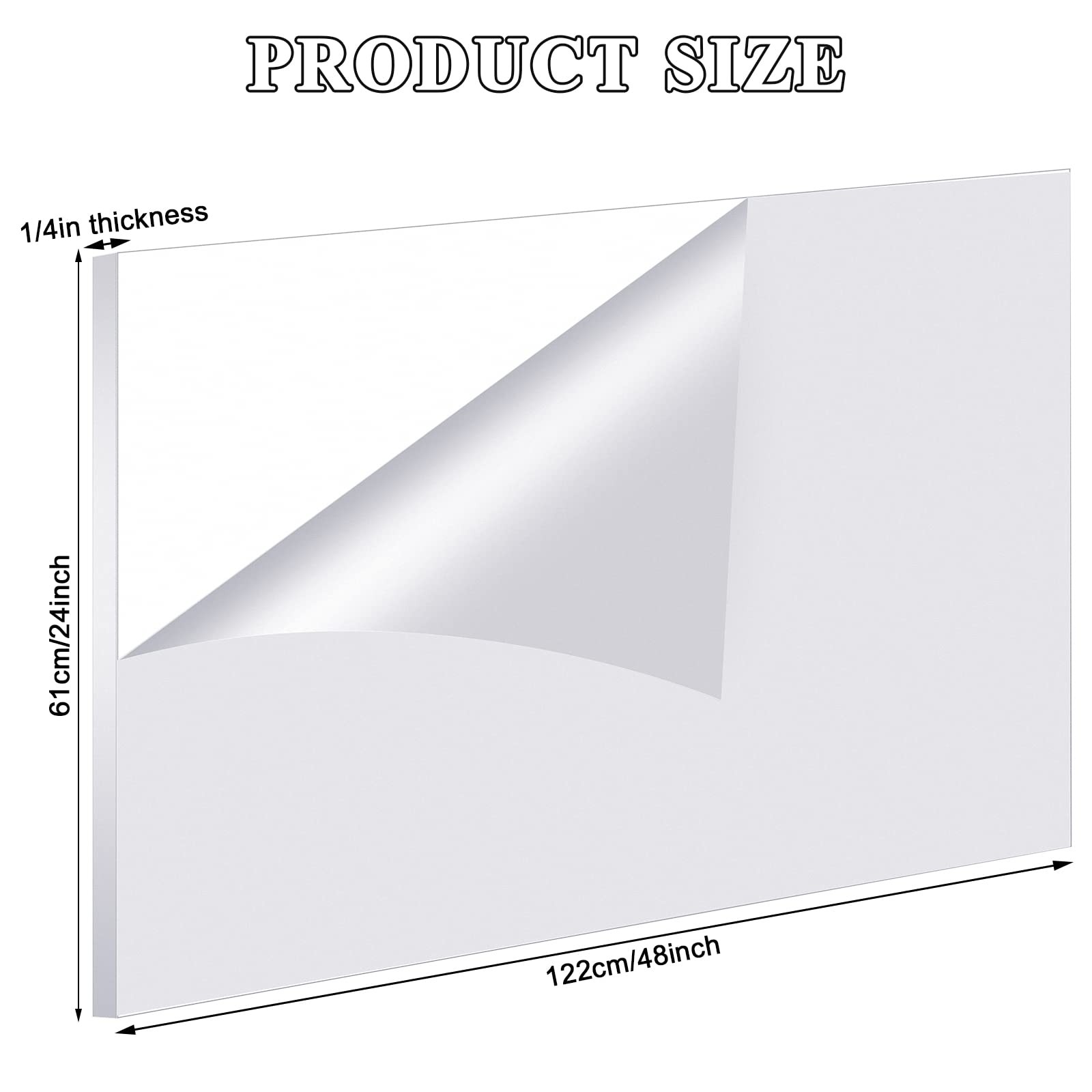 Roowest 4 Pcs 24 x 48 Inch, 1/4 Inch Thick Clear Acrylic Sheets Plastic