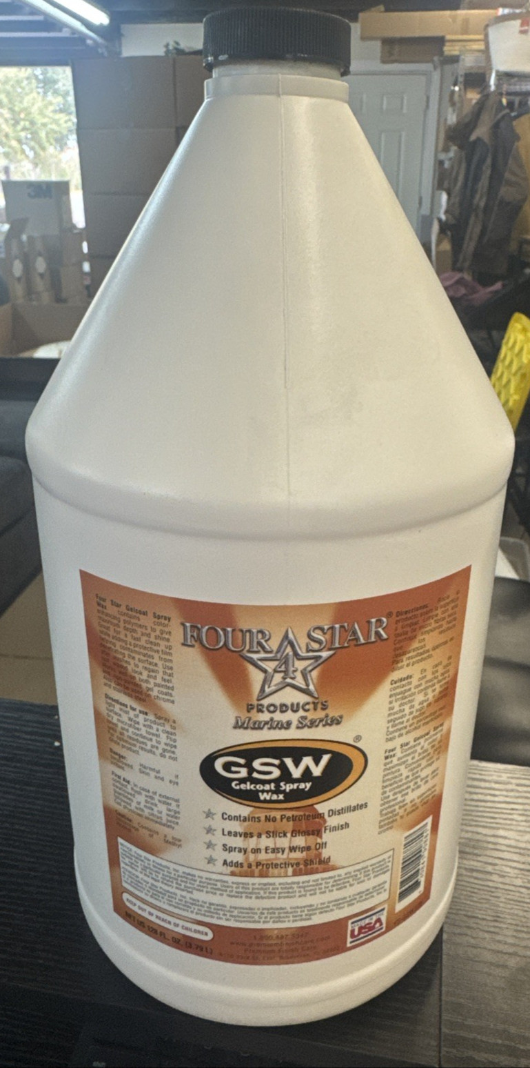 Gelcoat Spray Wax 1 Gallon, Boats, Cars, RV, Fiberglass ,Tubs, Spas, Repairs !!