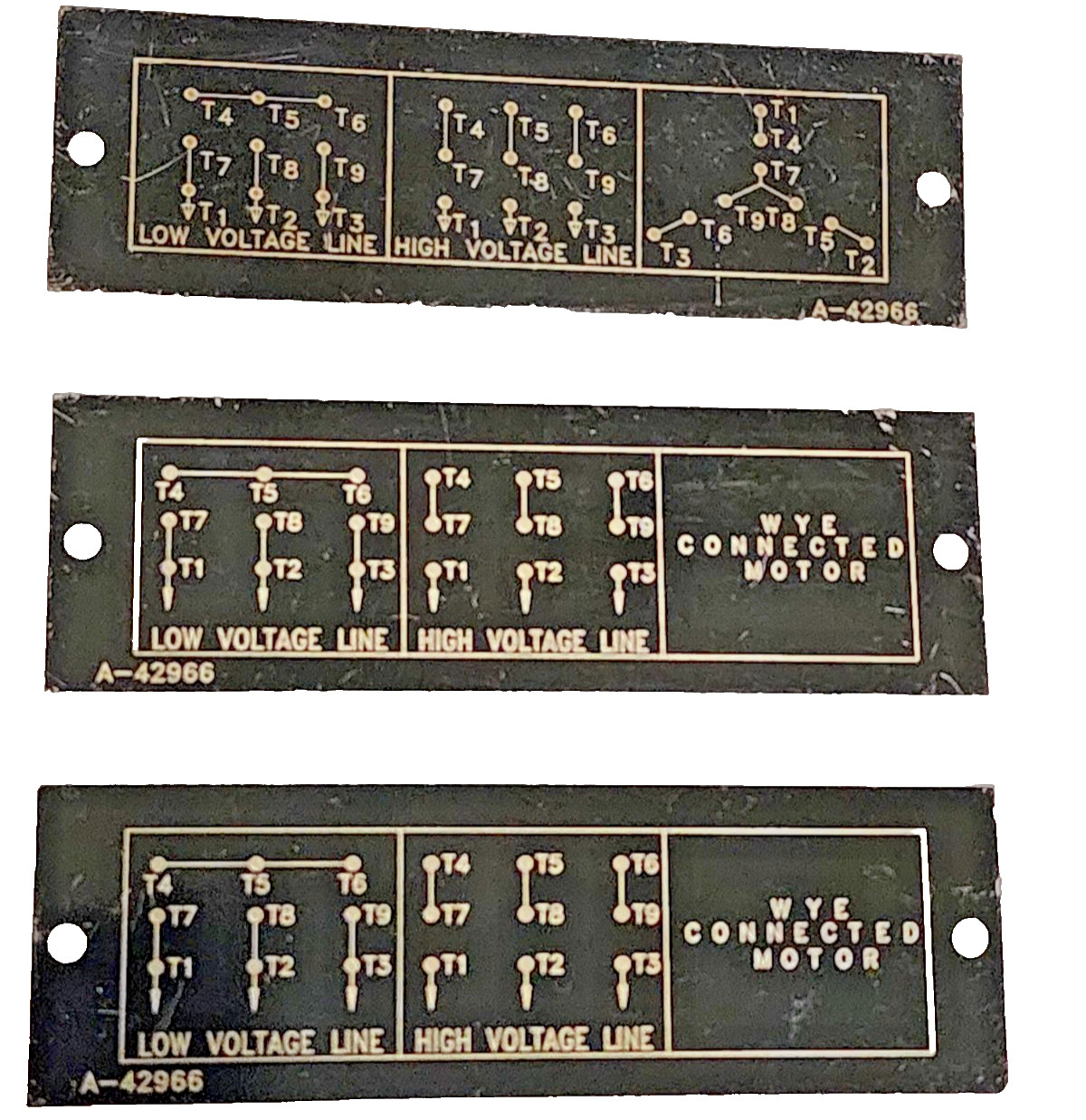 Wye-Delta 3-Phase Motor A-42966 Wye Connected Motor Steel Label 3-1/2”x 1-1/8”
