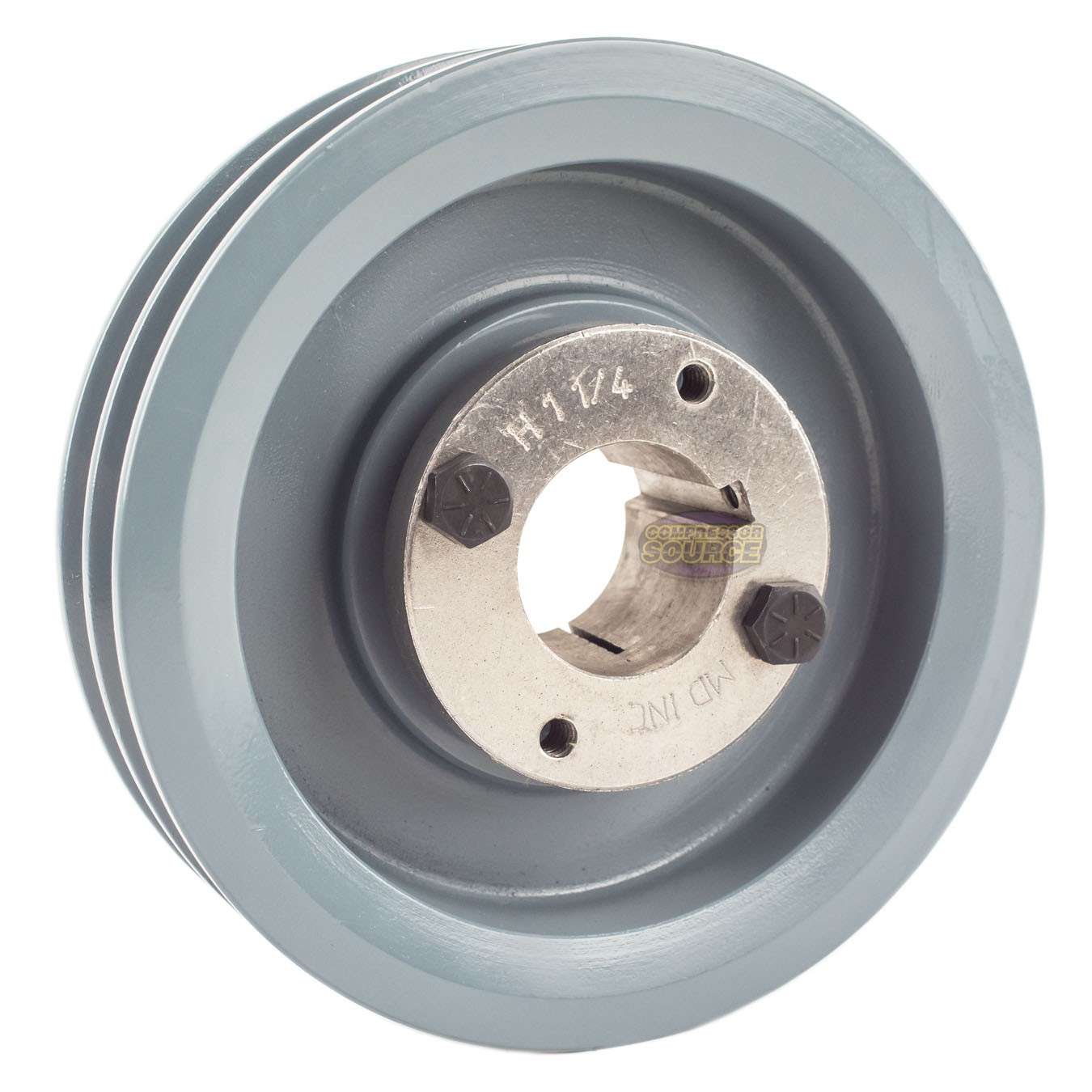 Cast Iron 5.5″ Dual Groove Pulley Belt A Section 4L with 1-1/4″ Sheave Bushing