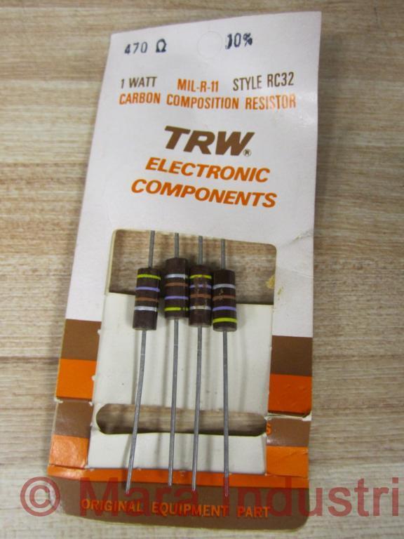 TRW Electronics Components MIL-R-11 Carbon Resistor 470 Ω (Pack of 4)