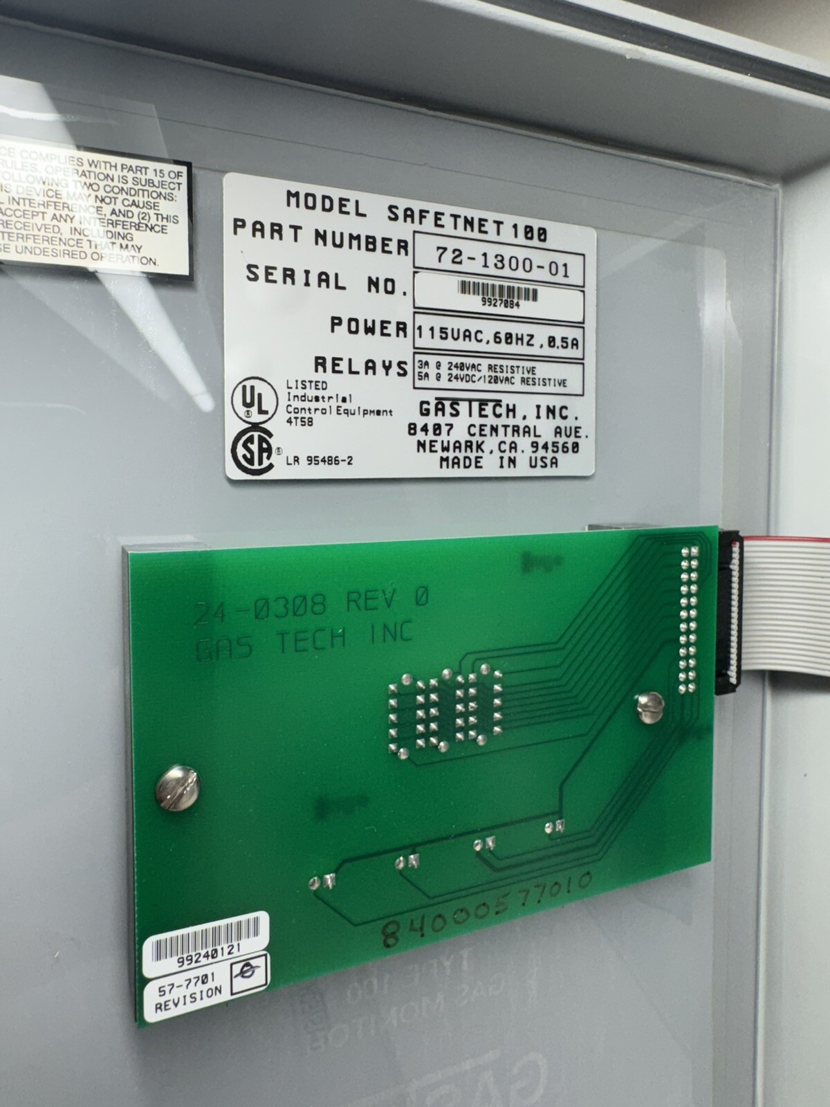 GASTECH SAFETNET TYPE 100 GAS MONITOR 72-1300-01 W/ SENSOR 57-7210 EXPLOSION NEW