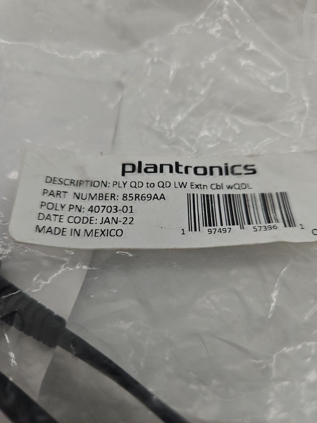 Plantronics – 85R69AA – 10′ Cable Assembly – for H-Series Headsets