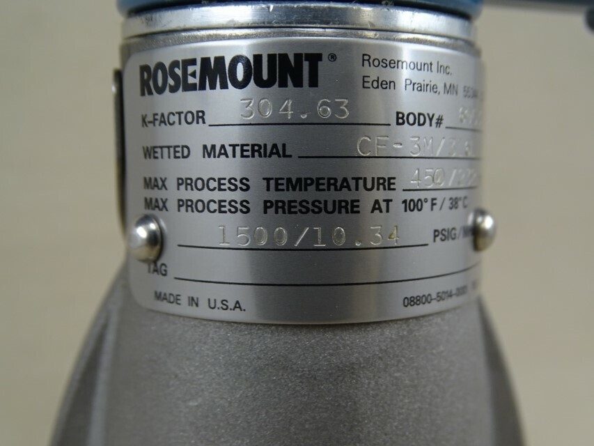 Rosemount Smart Vortex Flowmeter -40 F – 185F, 12-42VDC, 8800