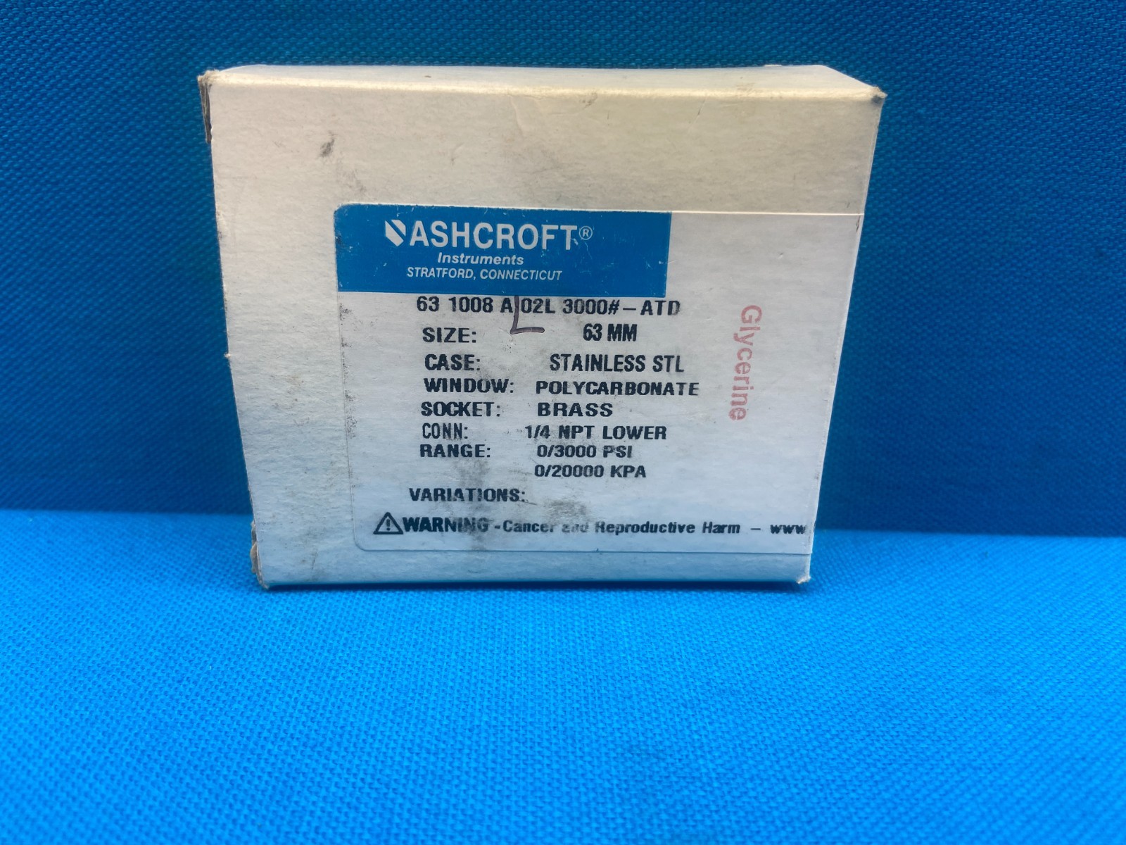 Ashcroft 631008A02L 63MM Pressure Transmitter 0/3000 PSI
