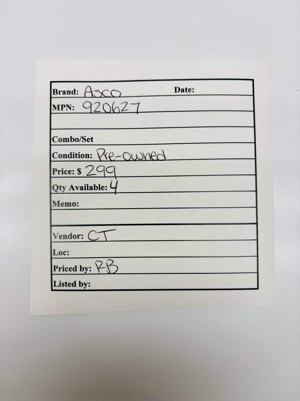 Asco 920 Remote Control Switch with 92067 Solenoid‑Operated Pneumatic Valve
