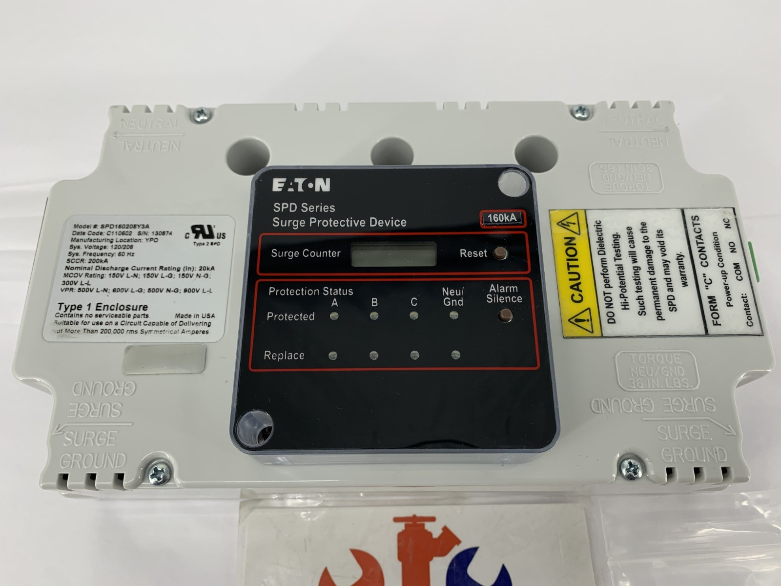Eaton SPD160208Y3A SPD Series 160kA 120/208V Surge Protection Device SCCR 200kA