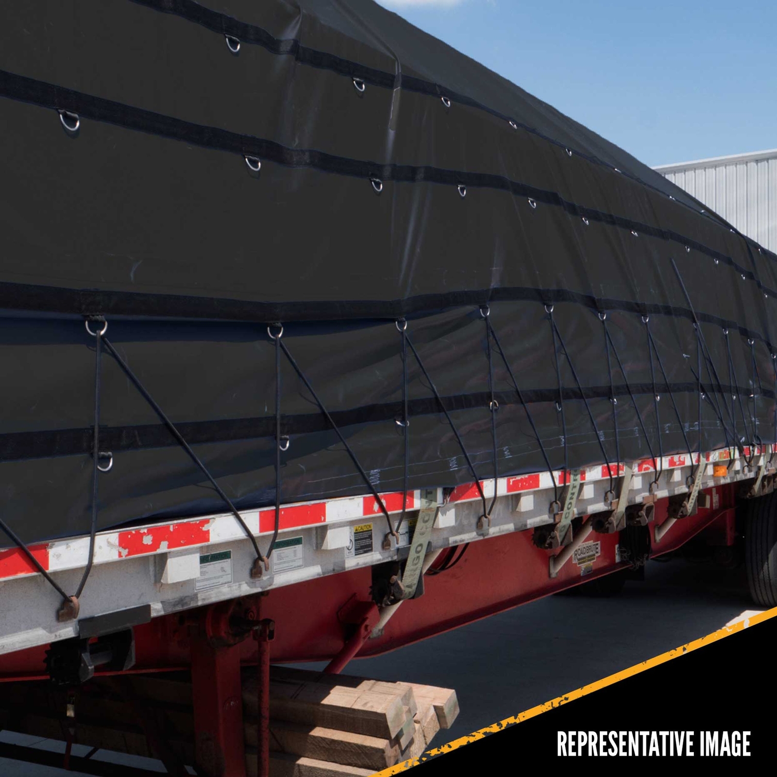 24′ X 18′ (8′ Drop & Flap) Lightweight Lumber Tarp – 14 Oz. Black Tarp