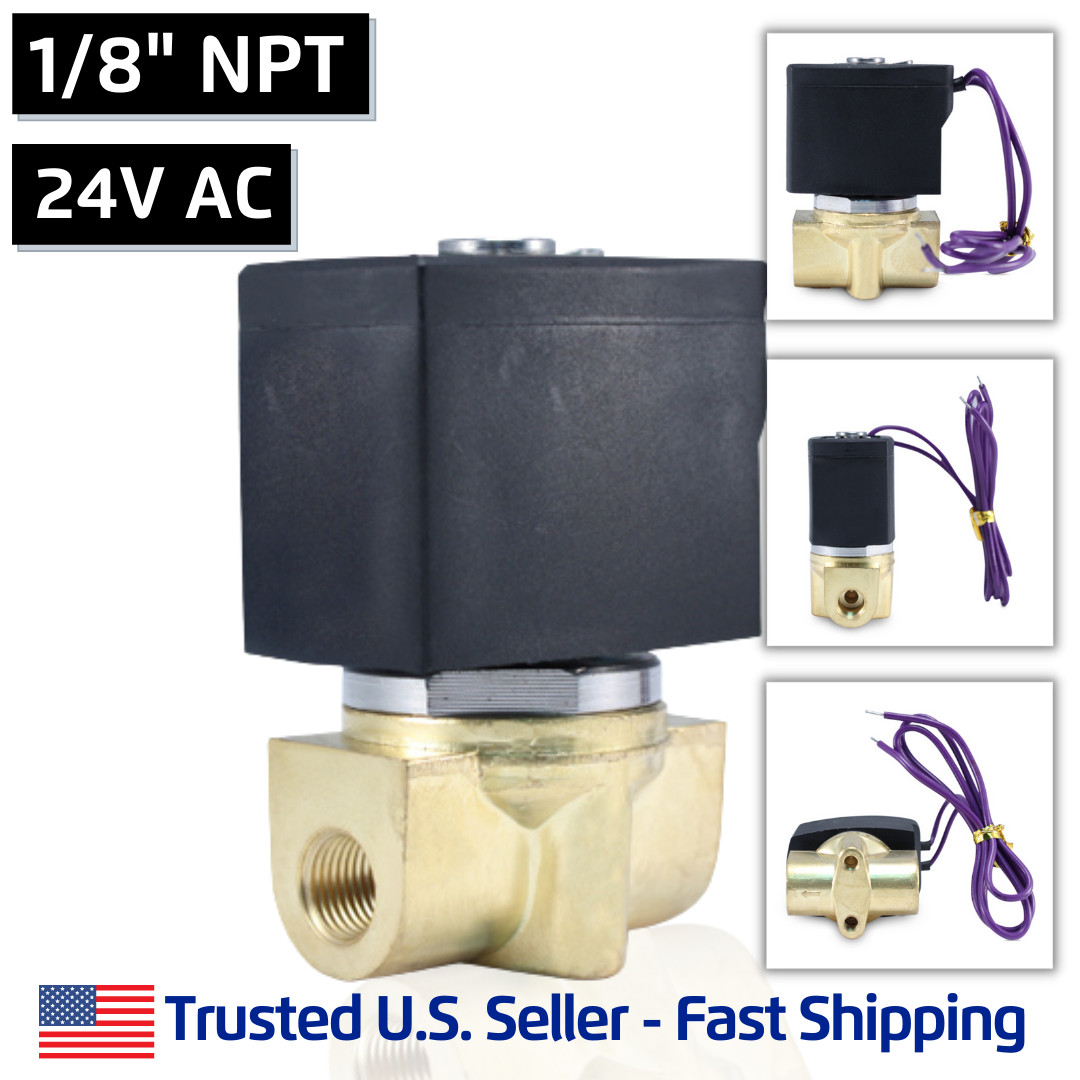 1/8″ 24V AC Electric Brass Solenoid Valve Water Air Gas 24 Volt – FREE SHIPPING
