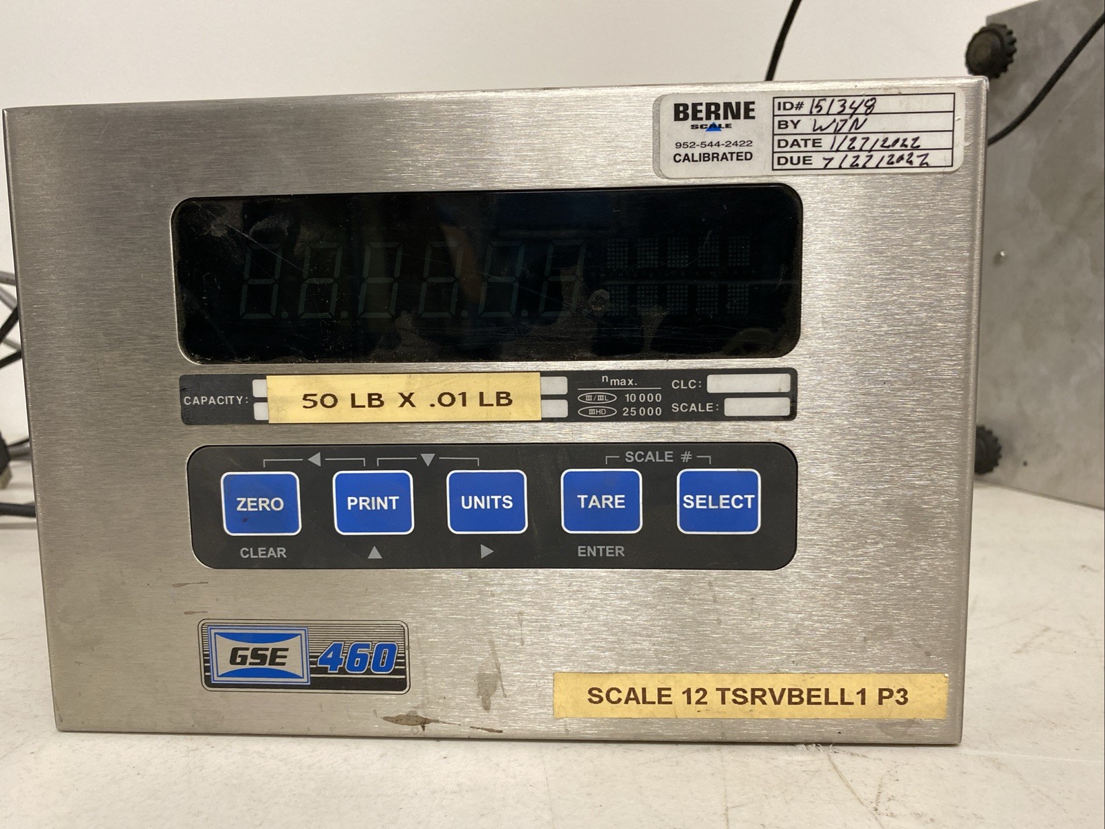 GSA Digital Weight Indicator Series 460 Scale Berne Calibrated 50lb Vishay