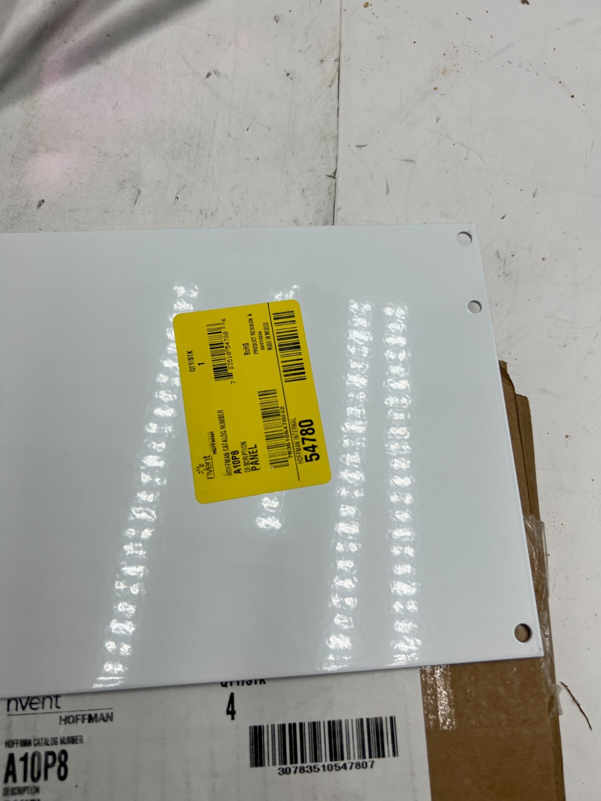 (Pack of 4) nVent Hoffman Panel for Junction Box Mild Steel White 10″ x 8″ A10P8