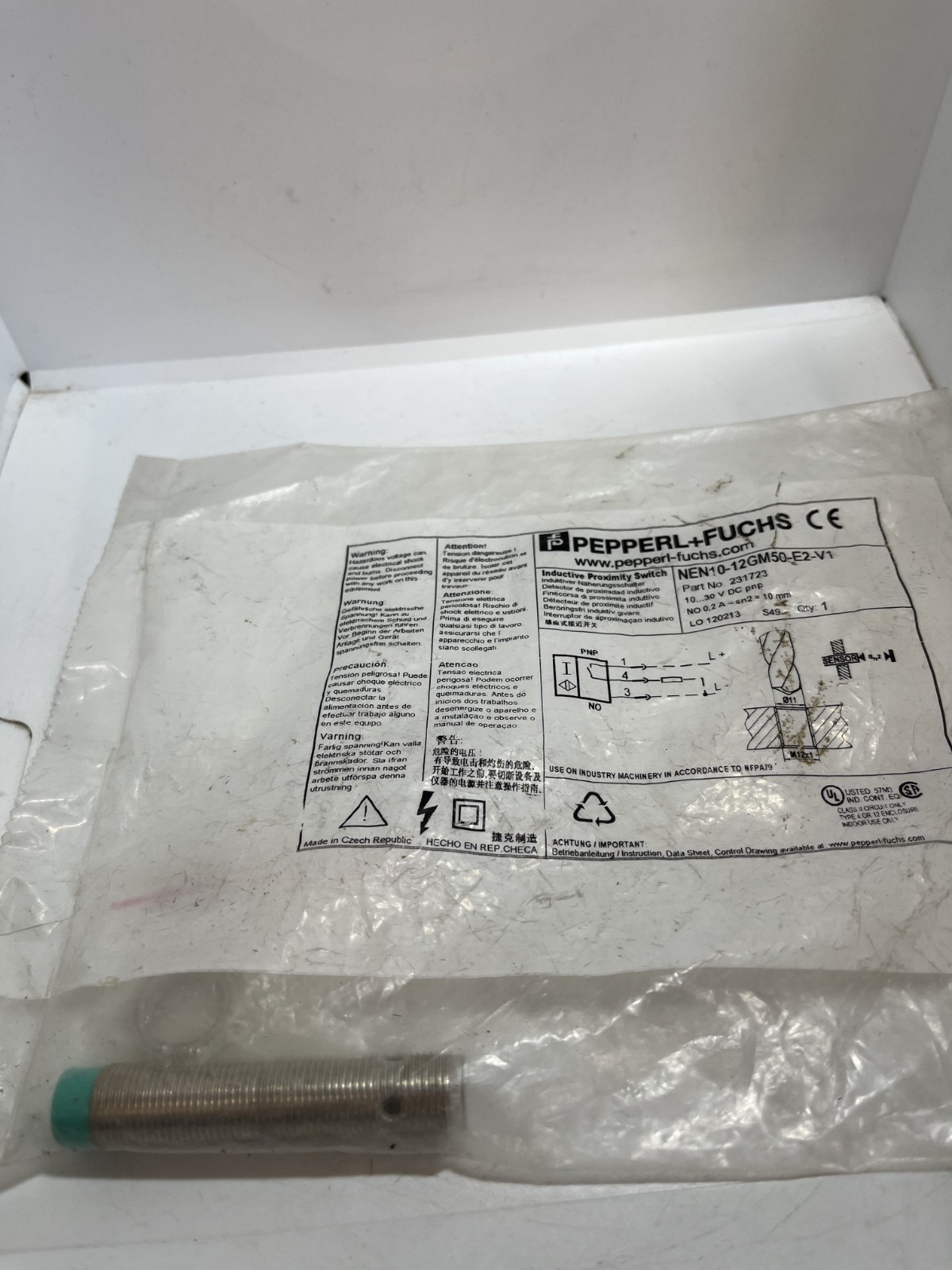 PEPPERL+FUCHS NEN10-12GM50-E2-V1 INDUCTIVE PROXIMITY SWITCH 10-30VDC (231723)NIB