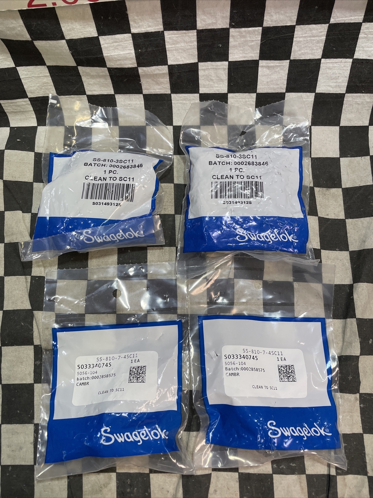SWAGELOK TEE 1/2″, SS-810-3SC11 & SS-810-7-4SC11, LOT OF 4, SHIPSAMEDAY#1623AJ