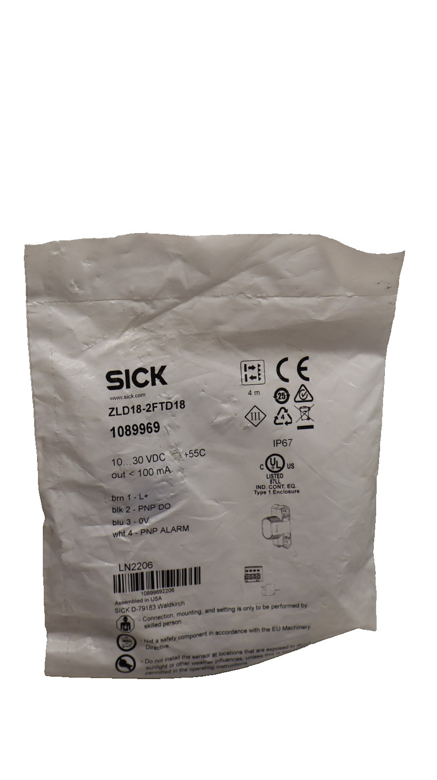 Sick ZLD18-2FTD18 , 1089969 10-30Vdc Photoelectric Sensor (New)