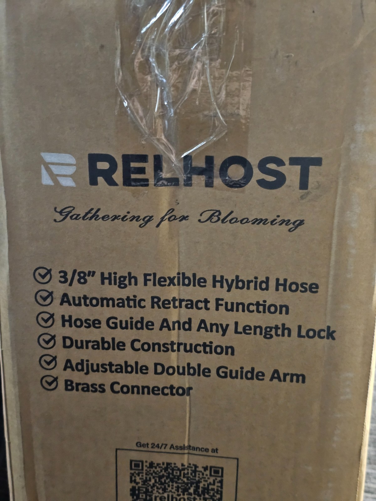 Relhost Retractable Air Hose Reel, 50 ft x 3/8 in Hybrid Air Hose Max 300PSI