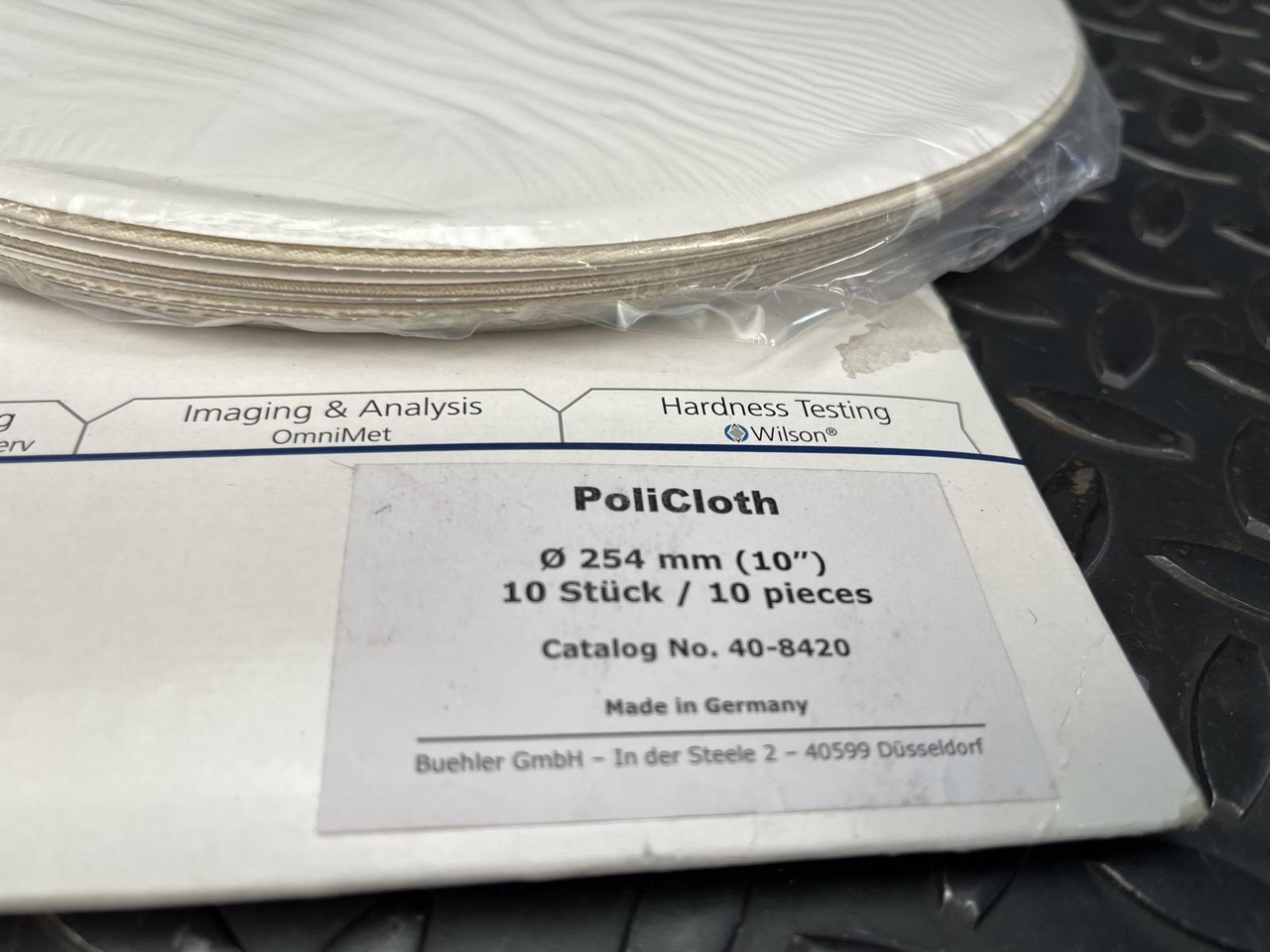 Buehler 40-8420 Policloth 10″ PSA Intermediate Polishing Cloth, Box of 10