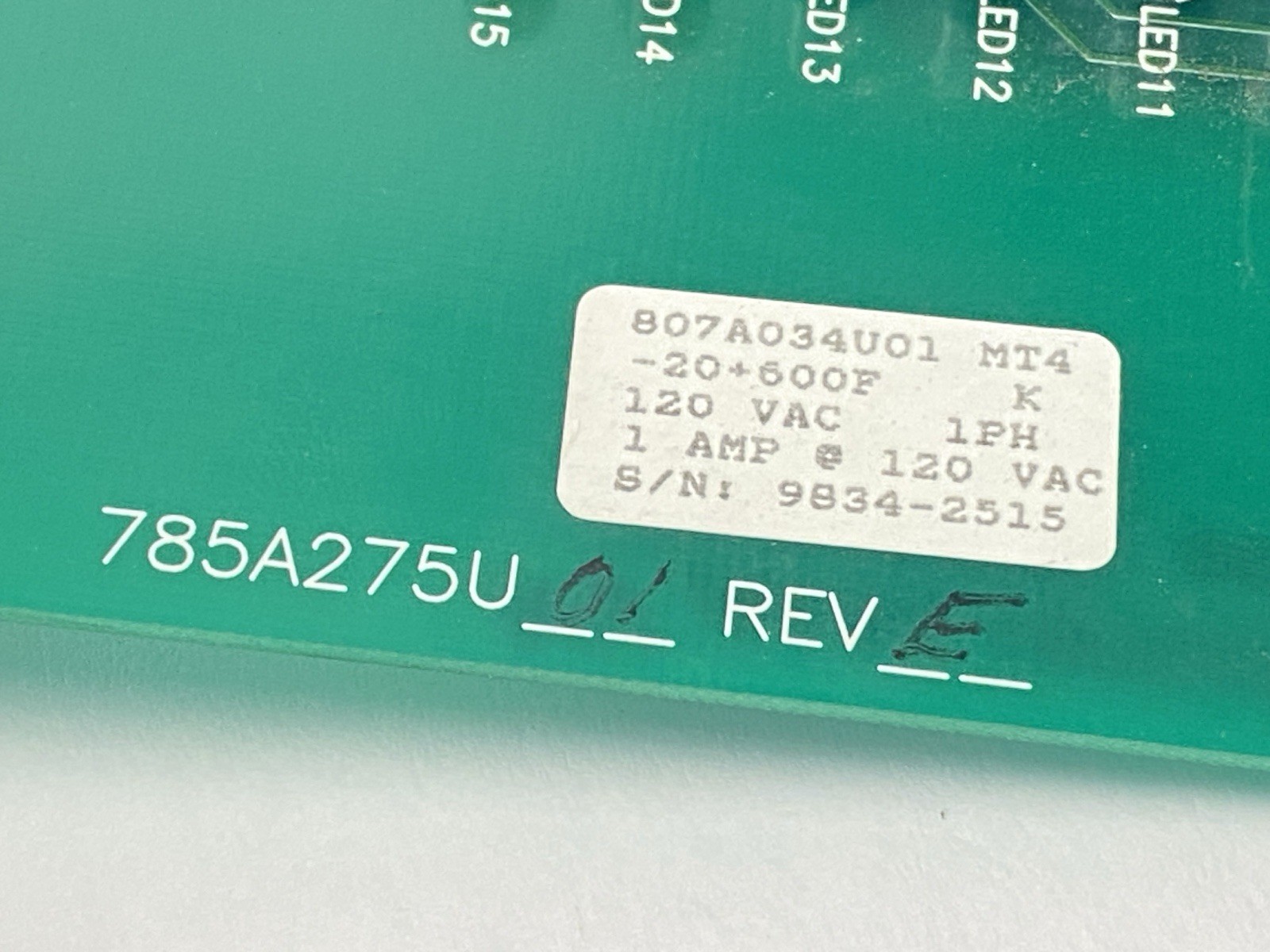 Conair 807A034U01 Thermolator MT4 Board 1A 120VAC 785A275U01 Rev E