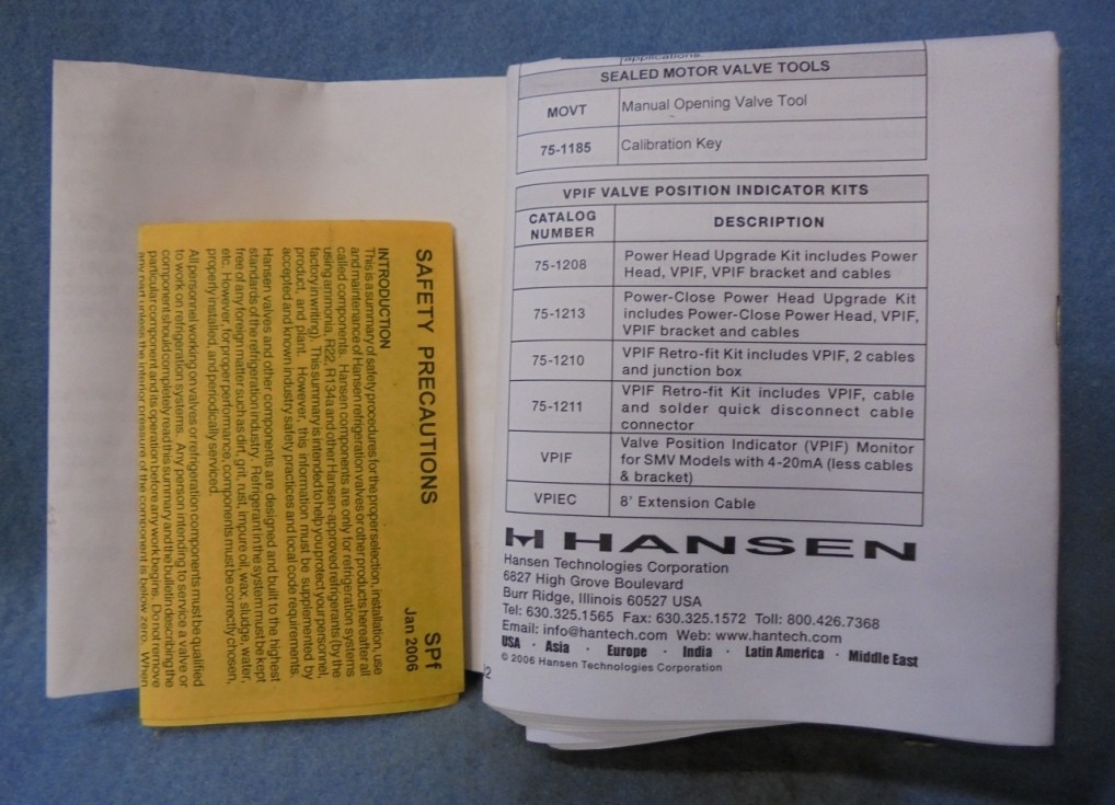 HANSEN GASKET KIT, 75-1151, FOR SEALED MOTOR VALVE TYPE HMMV, 3″