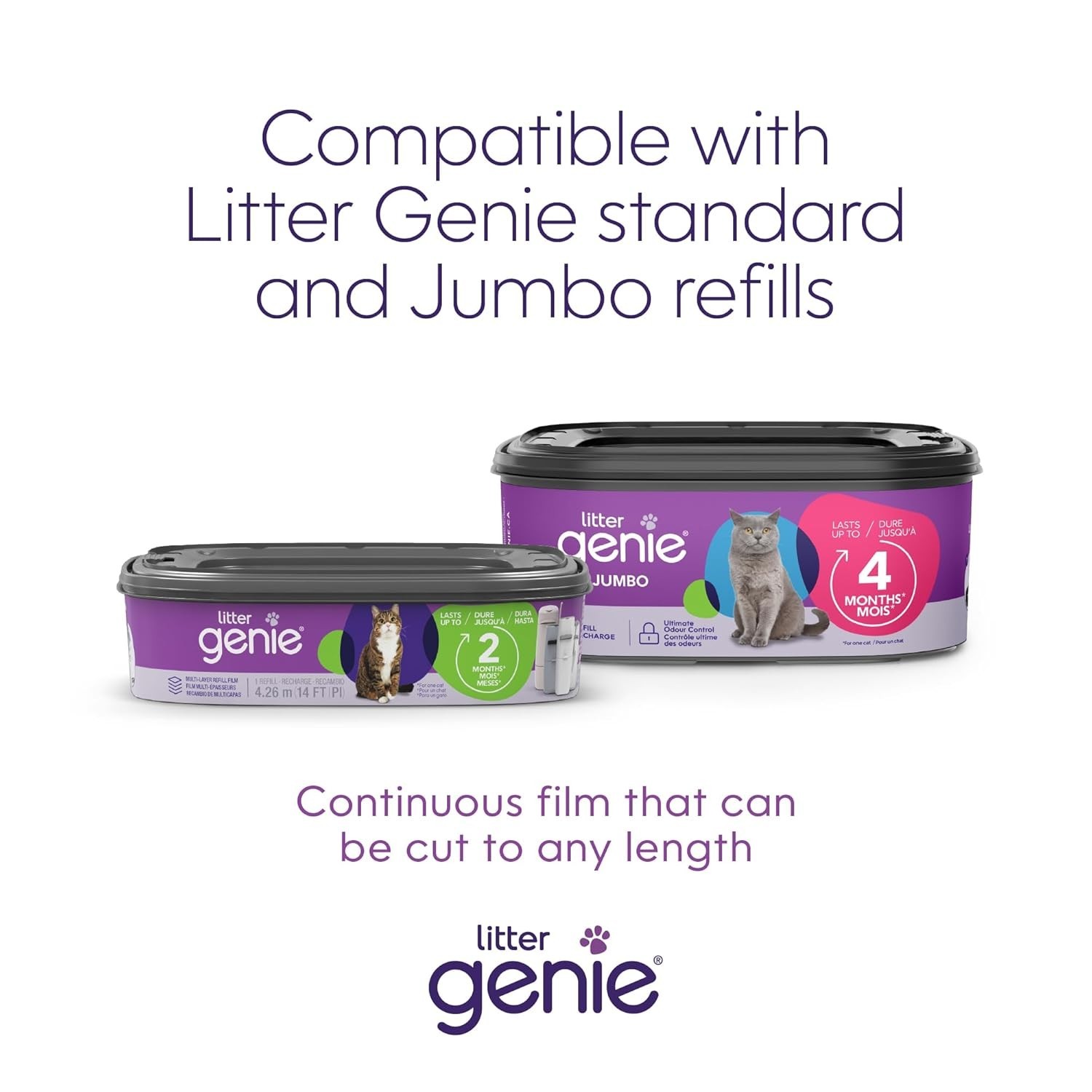 Litter Genie White Cat Litter Waste Disposal Pail Odor Control Refill Bag
