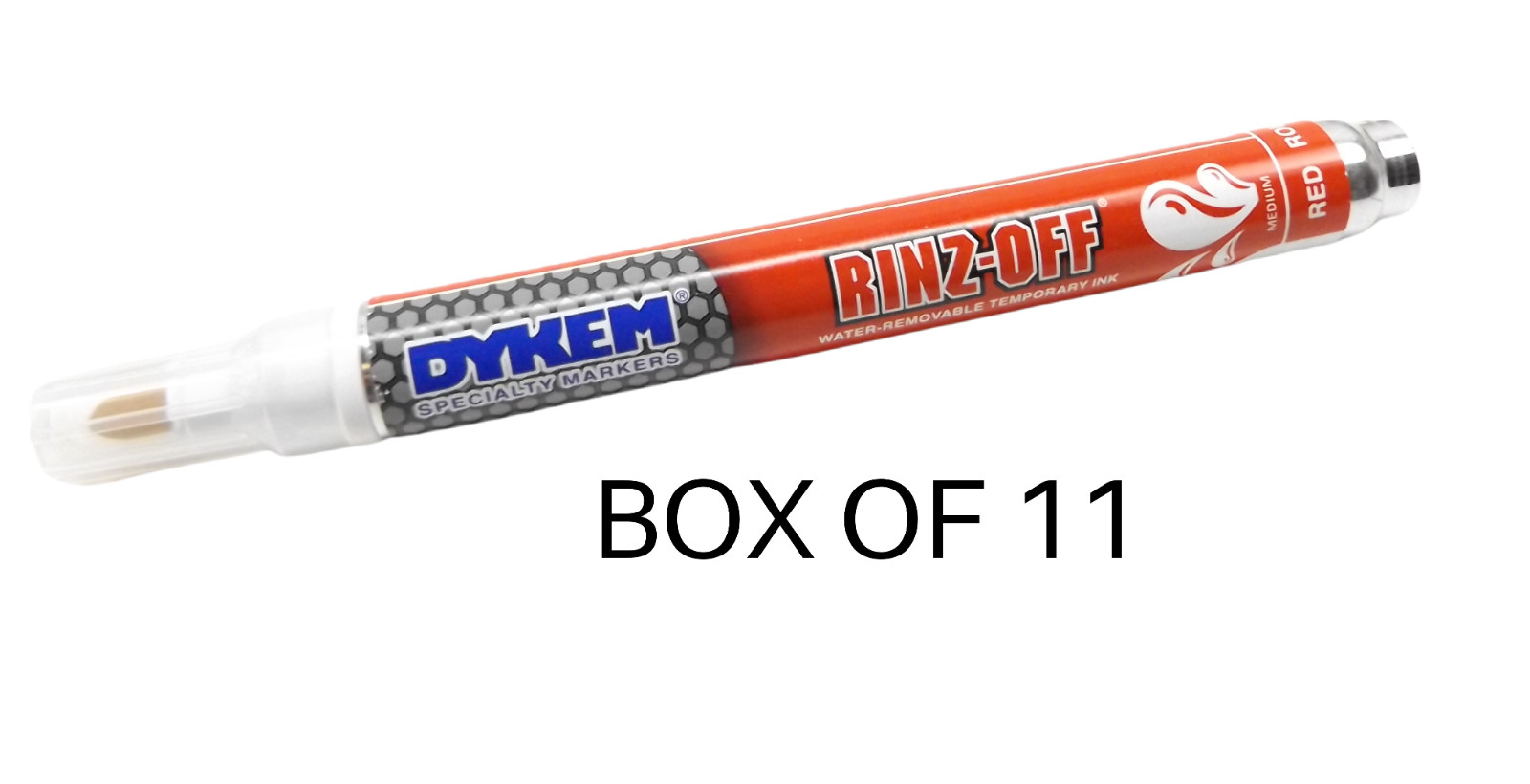 Lot of 11 Dykem 91106 Rinz-Off® Temporary Ink Marker, Medium Tip Red