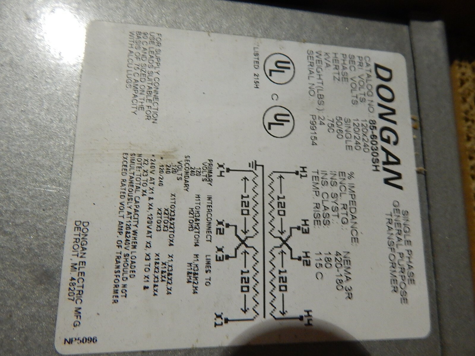 Dongan 85-6030SH 99154 Transformer *FREE SHIPPING*
