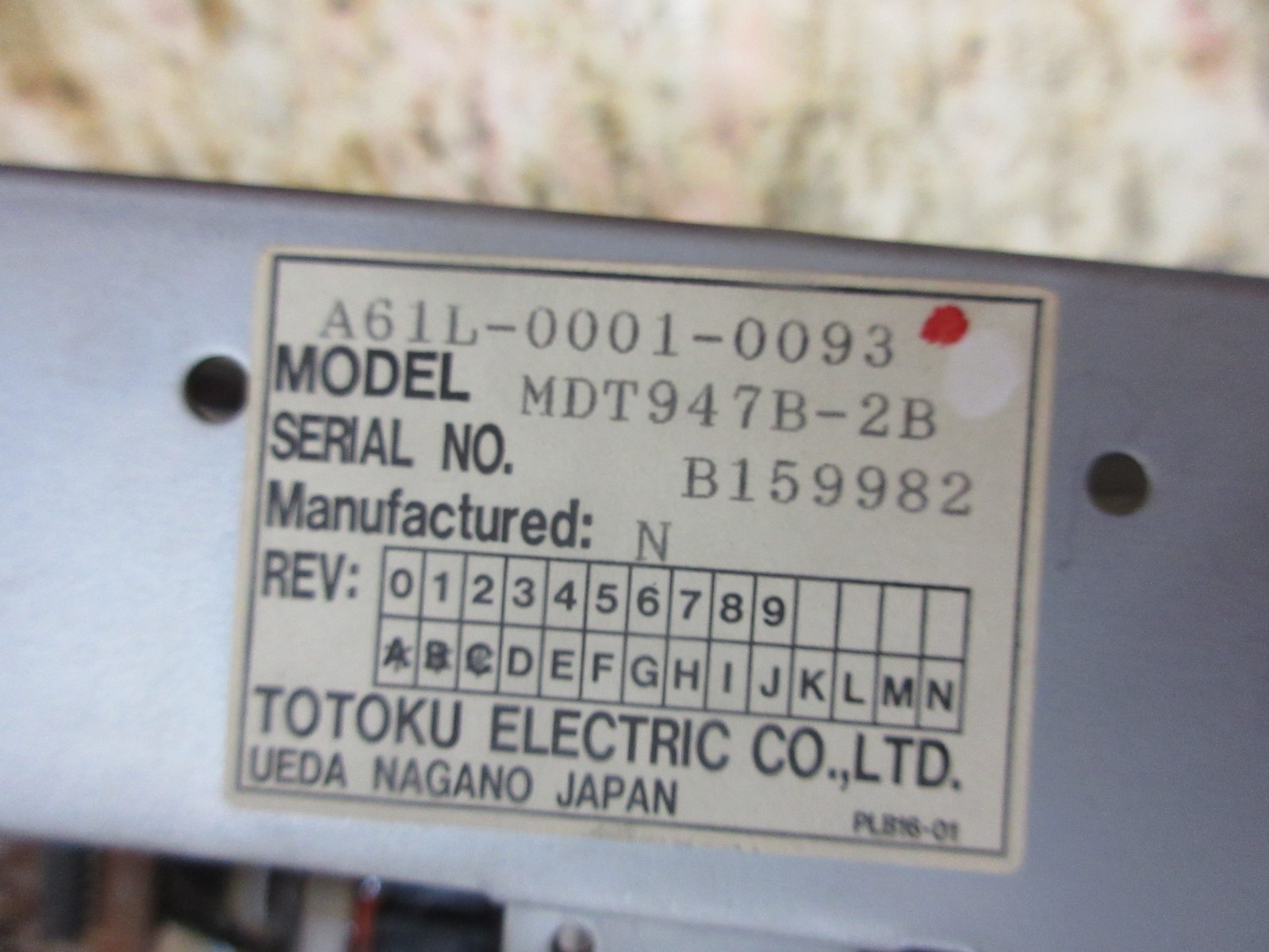 MIYANO LZ-02 CNC LATHE TOTOKU DISPLAY MONITOR A61L-0001-0093 MDT947B-2B