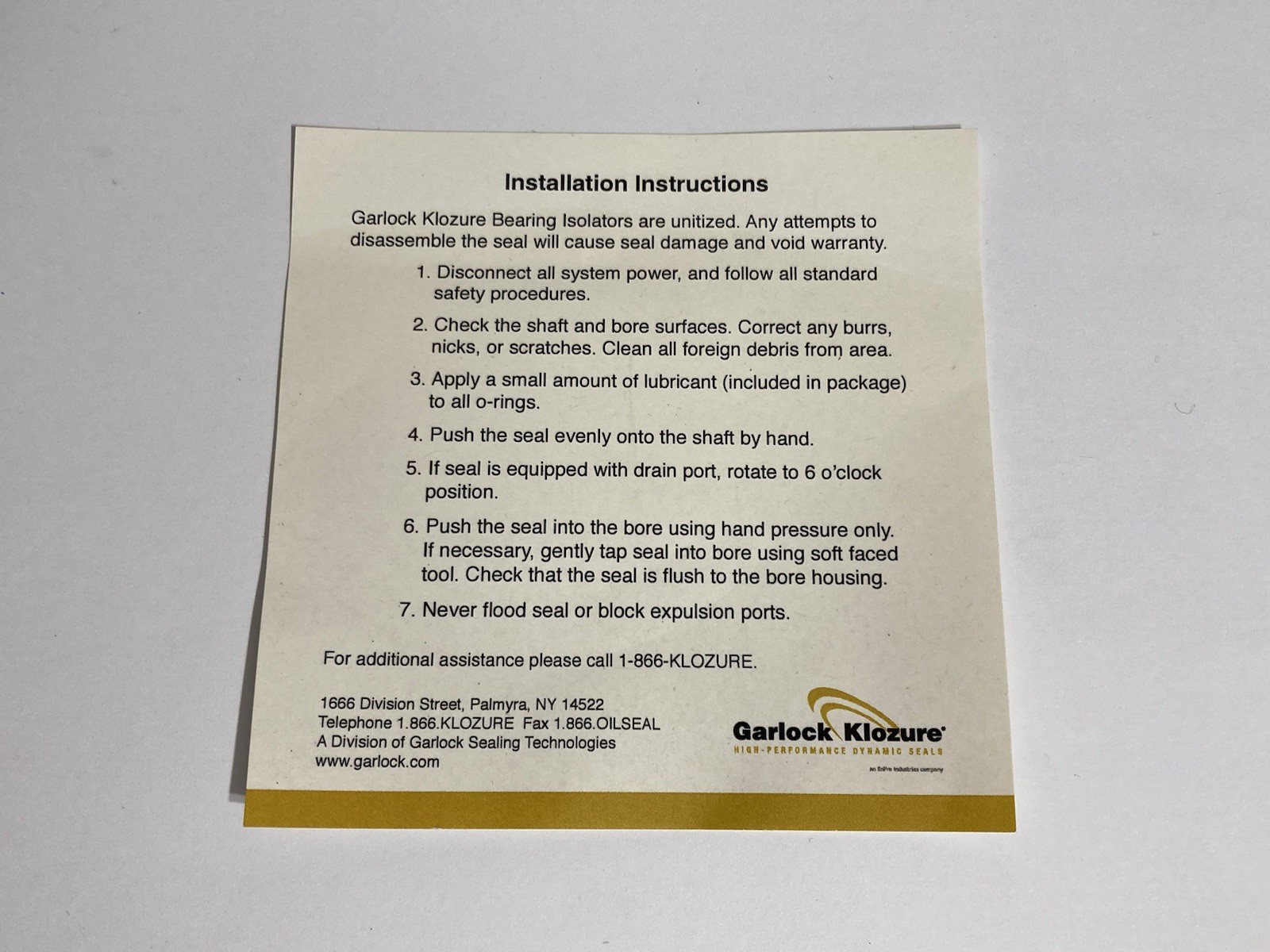 Garlock 29507-2059 Klozure Iso-Gard Bearing Isolator