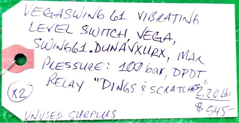 6️⃣VEGASWING 61 VIBRATING LEVEL SWITCH DINGS PESSCO IS OFFERING 1 W051426-4-5 🗽