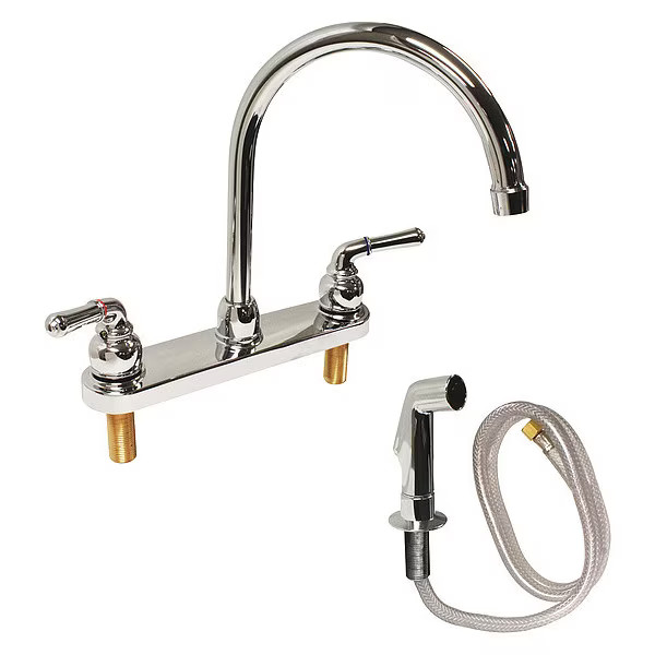 Dominion Faucets 77-6105 Manual Gooseneck Kitchen Faucet, 8″ Mount, Ch