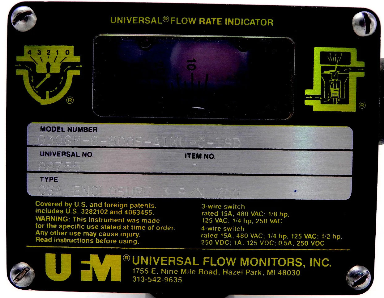 UFM Universal Flow Monitor 030GM-8-600S-A1WU-C-18D