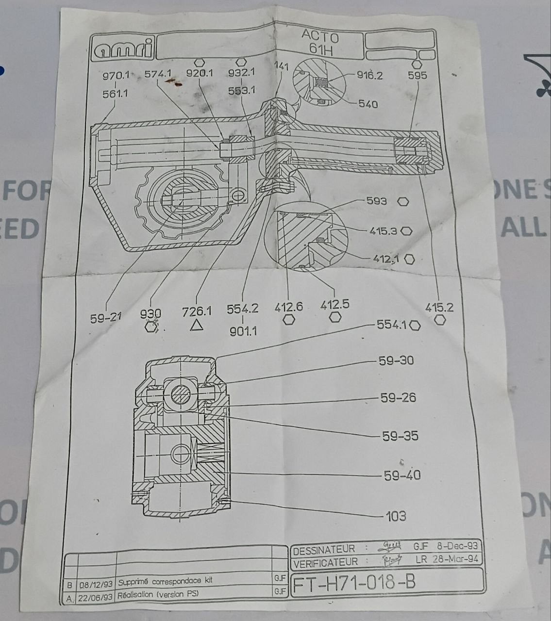 KSB/Amri ACTO 61H Seal Repair Kit / Sealing Kit FT-H71-018-B (Unused New)