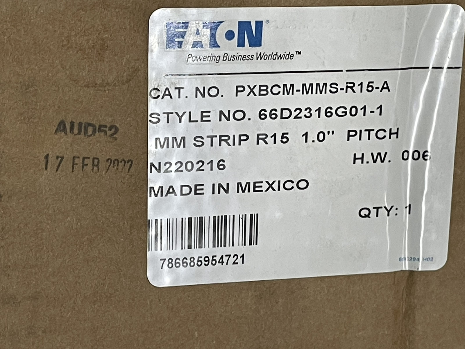 Eaton PXBCM-MMS-R15-A Meter Module Strip R15 1.0″ Pitch Style 66D2316G01-1