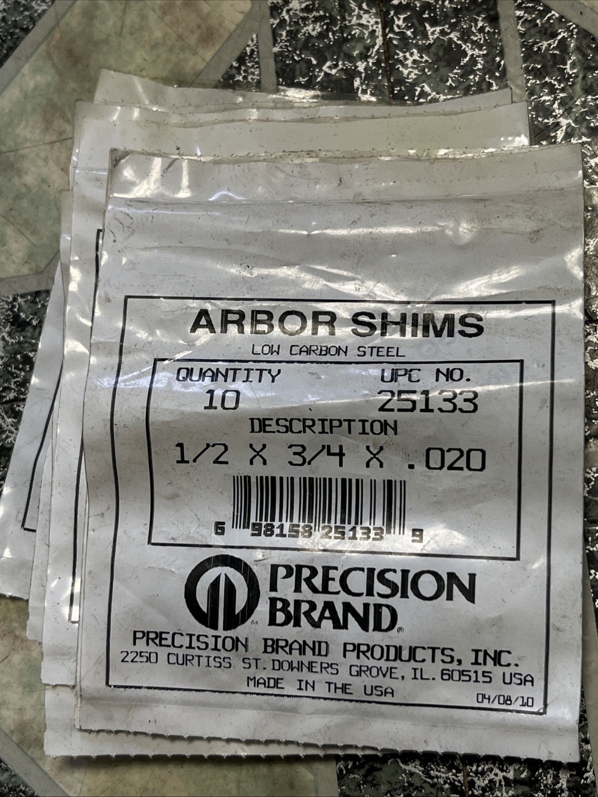 (20) ARBOR SHIMS 1/2×3/4x .020 PART # 25133 LOW CARBON STEEL USA MADE