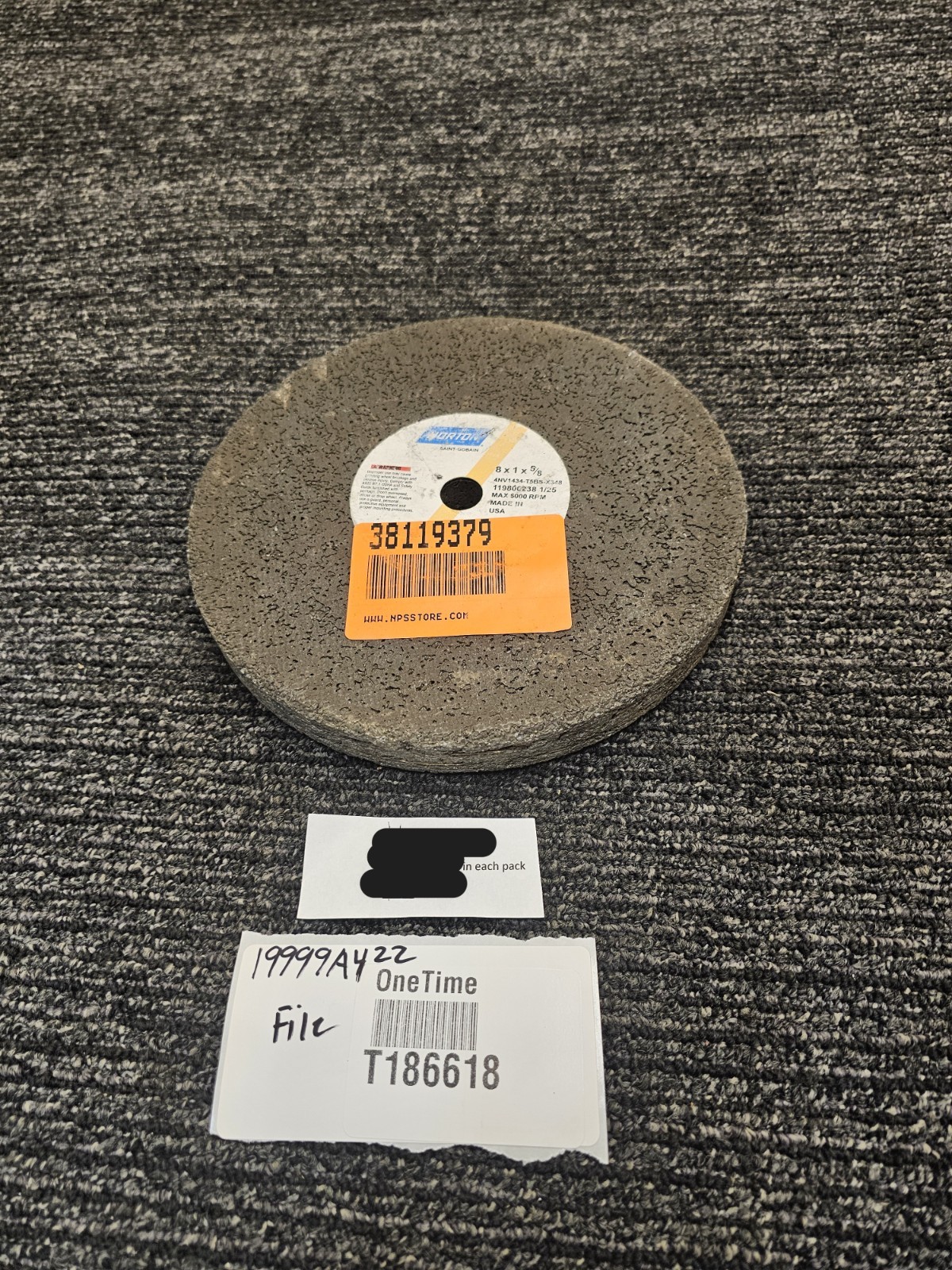 (QTY 2) Norton 8 x 1 x 5/8 Inch Grinding Cut Wheel 4NV1434-T5BS-X348 6000RPM