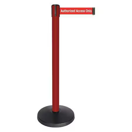 Queueway Qplus-21-Ra Barrier Post With Belt, Red, 10 Ft Length, 40 In Post