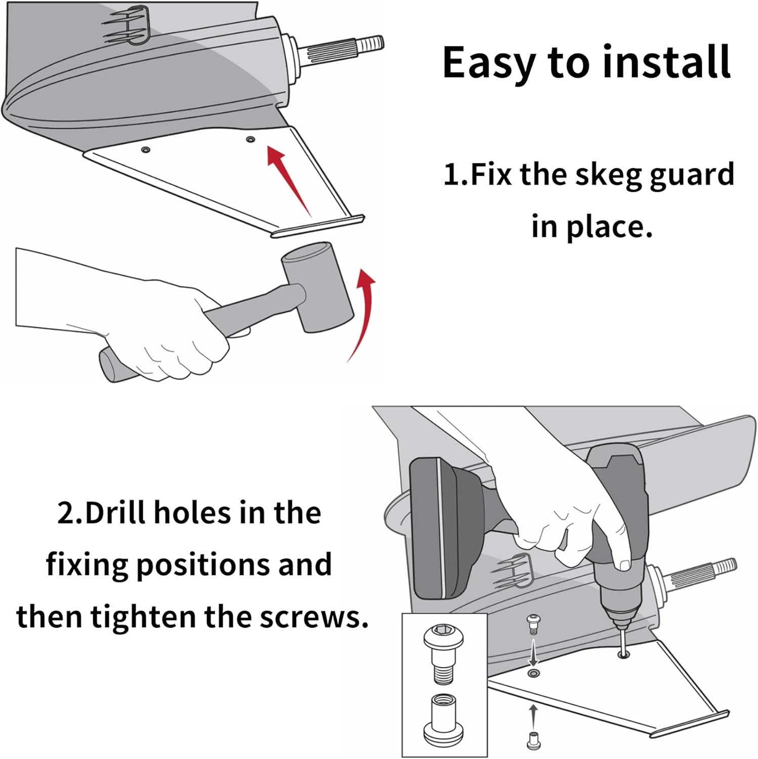 27211 Boat Skeg Guard Repair Kit Compatible with Mercury Mariner 75 90 115 135 1