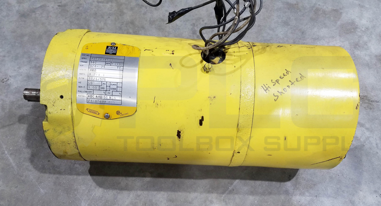 R&M MATERIALS HANDLING 35F167W538 CRANE MOTOR, 3/4HP 3PH 1725RPM FR: 56C