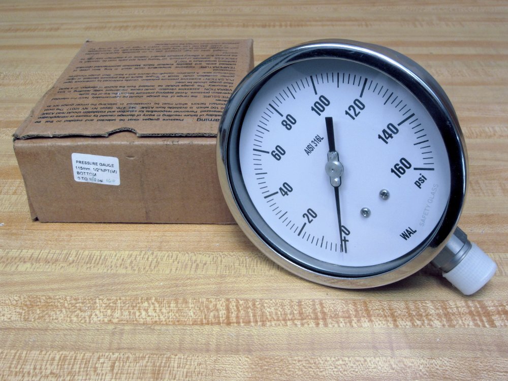 WAL AISI 316L 4.5″ Pressure Gauge 160 PSI
