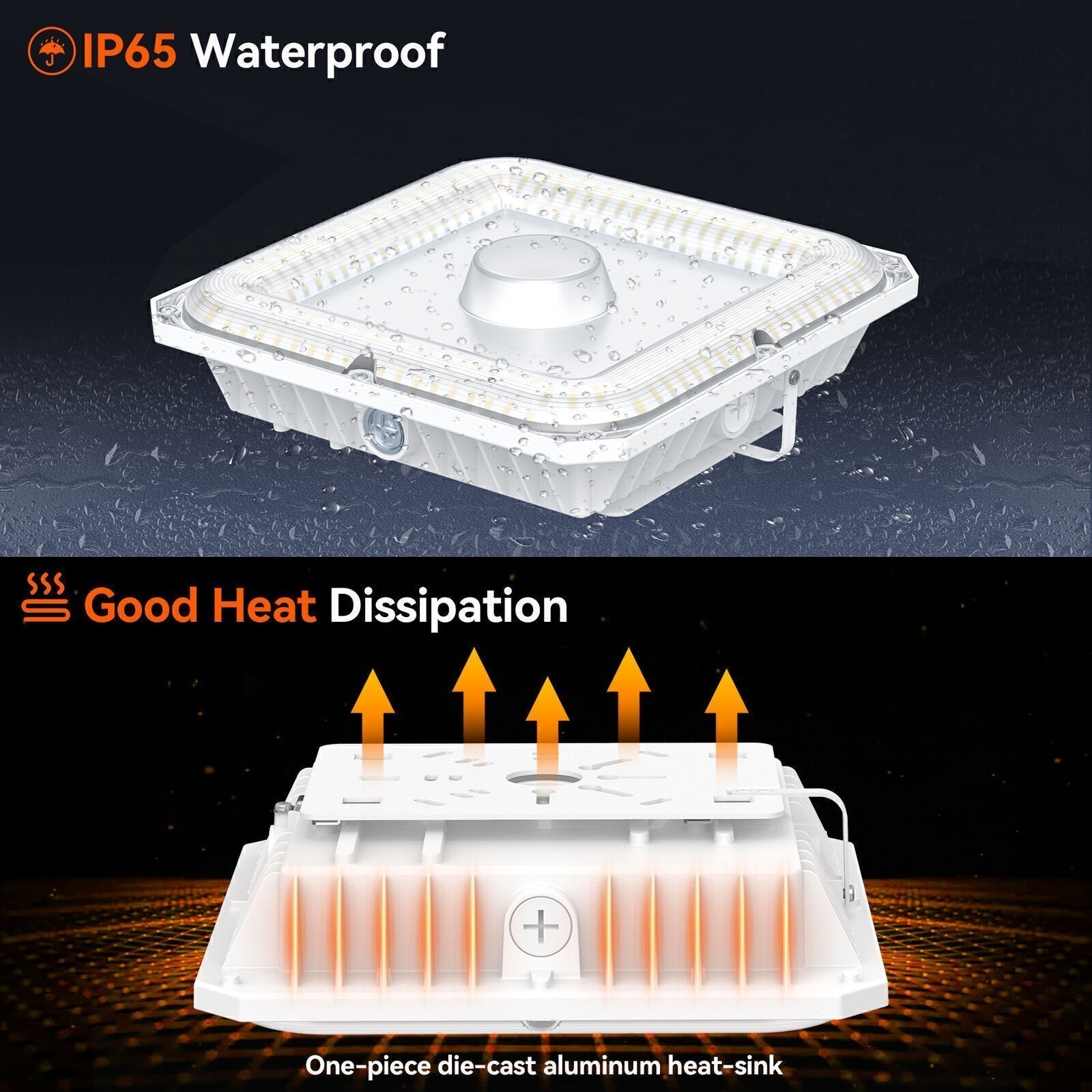 2PACK 100W LED Gas Station Canopy Light 13,500LM Commercial Parking Garage Light