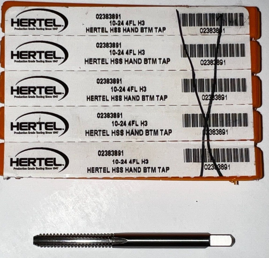 HERTEL BOTTOMING HAND TAP 4 FLUTE 02383891 #10-24 H3 1″ LOC 2-1/2″ OAL LOT OF 5