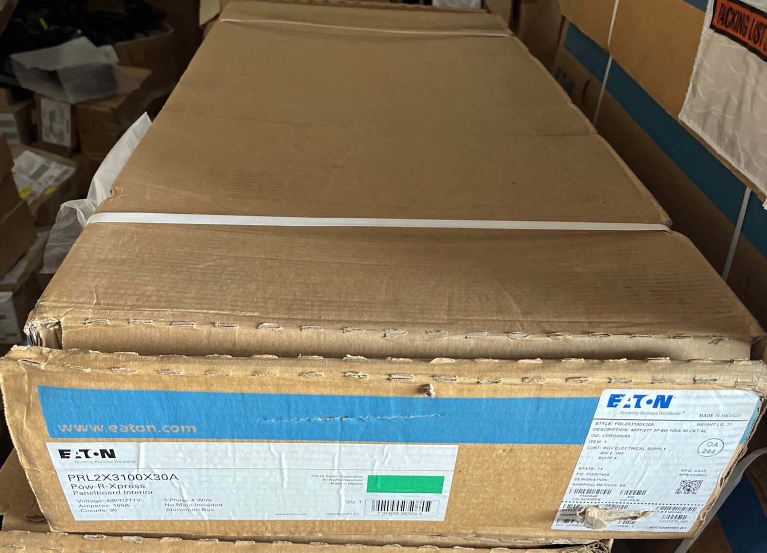 Eaton PRL2X3100X30A 408Y/277V 3P 100A 30C POW-R-XPRESS INTERIOR NIB