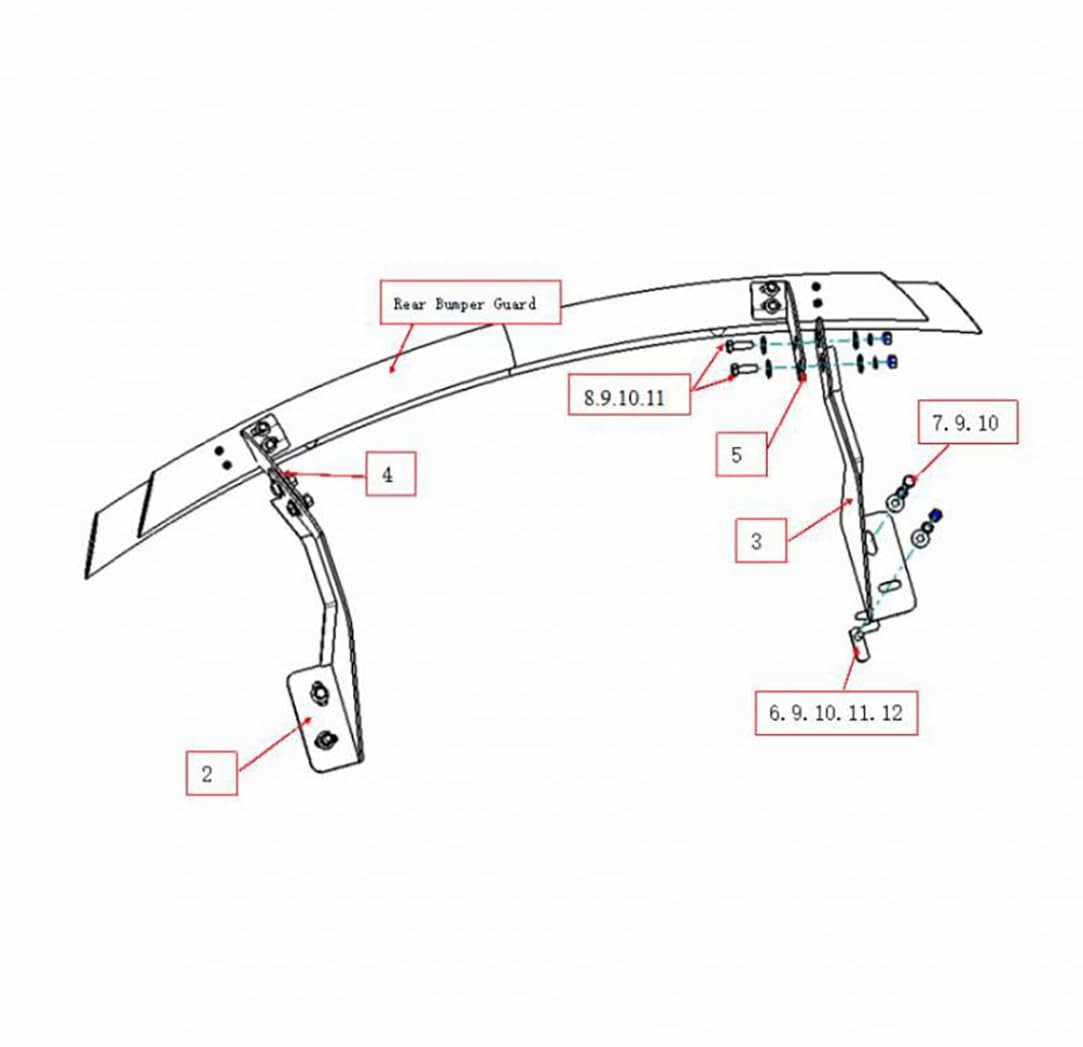 Black Horse Rear Bumper Guard Double Layer Stainless Steel Compatible with 20…