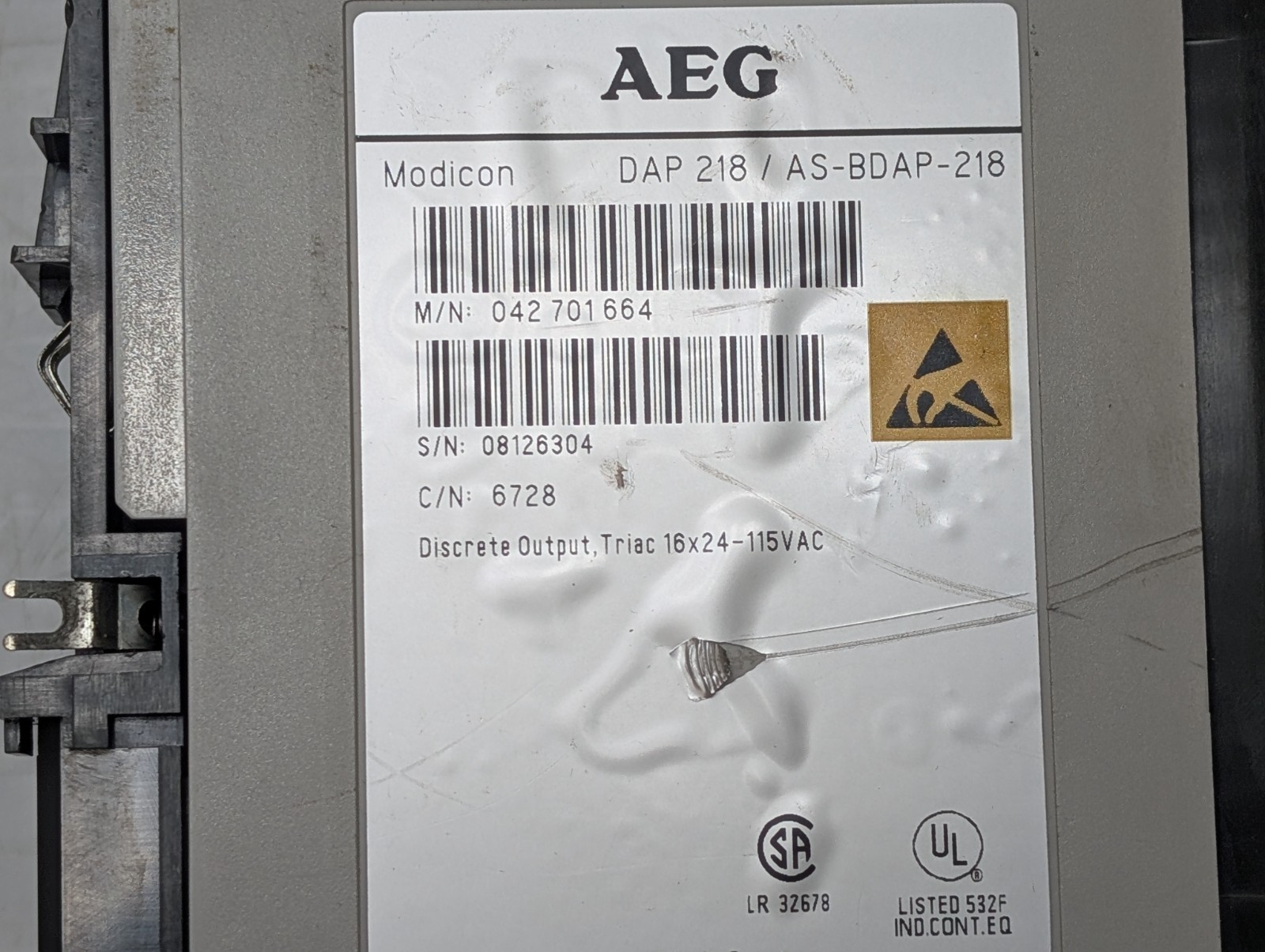 SCHNEIDER ELECTRIC DAP218/AS-BDAP-218 OUTPUT MODULE 115VAC