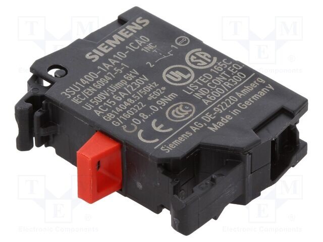 2 Pk Siemens 3SU1400-1AA10-1CA0 Contact Block SPST-NC Screw Terminal Front Mount