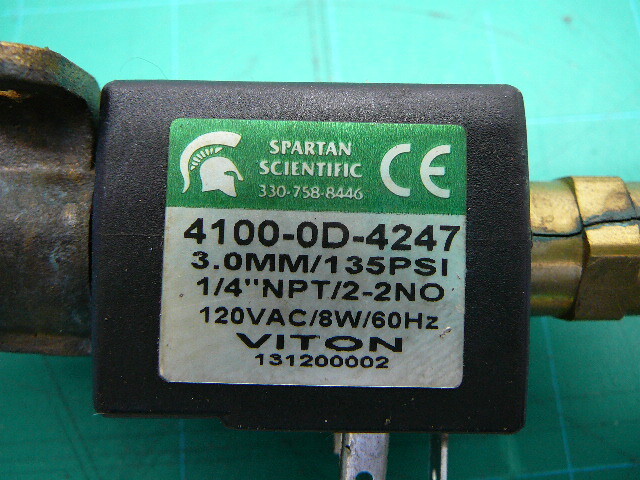 SPARTAN SCIENTIFIC SOLENOID VALVE 4100-0D-4247 3.0MM/135PSI 120VAC 8W 60Hz