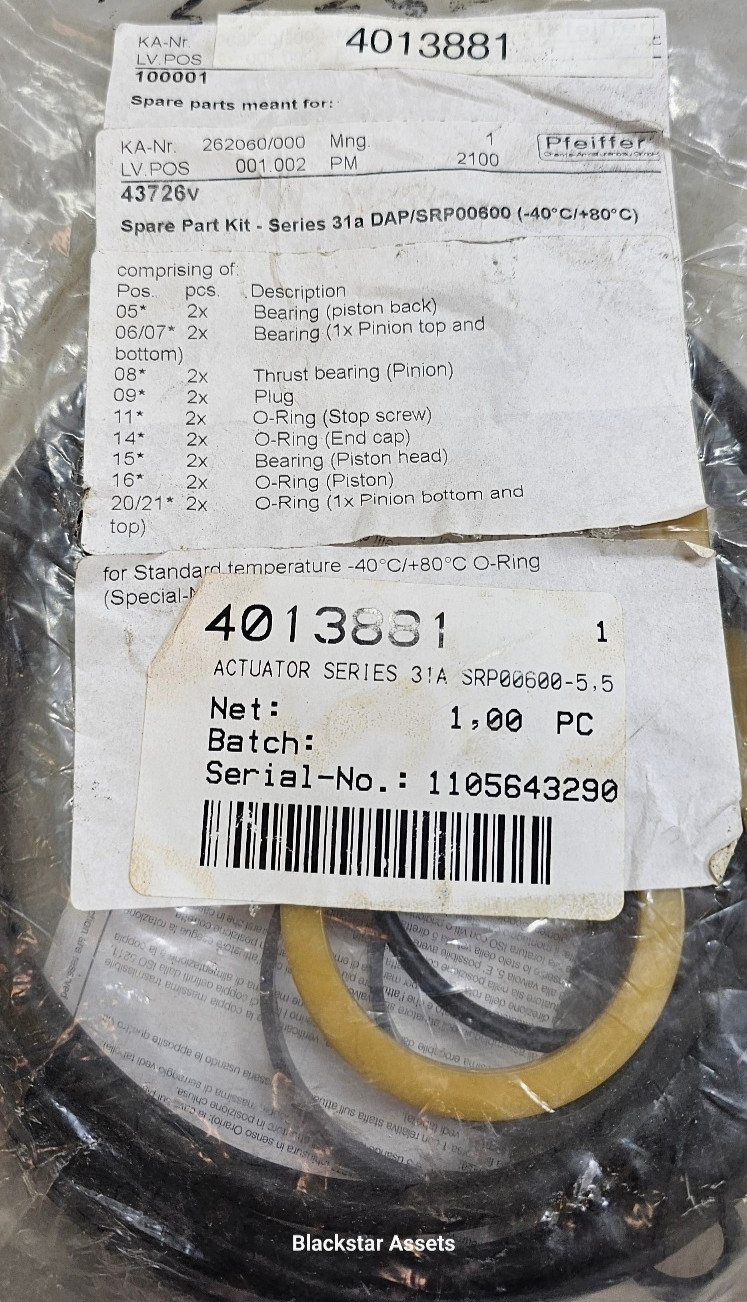 Pfeiffer 22060/0004 43726v Spare Part Set Series 31a DAP-SRP00600 Bearings/Oring