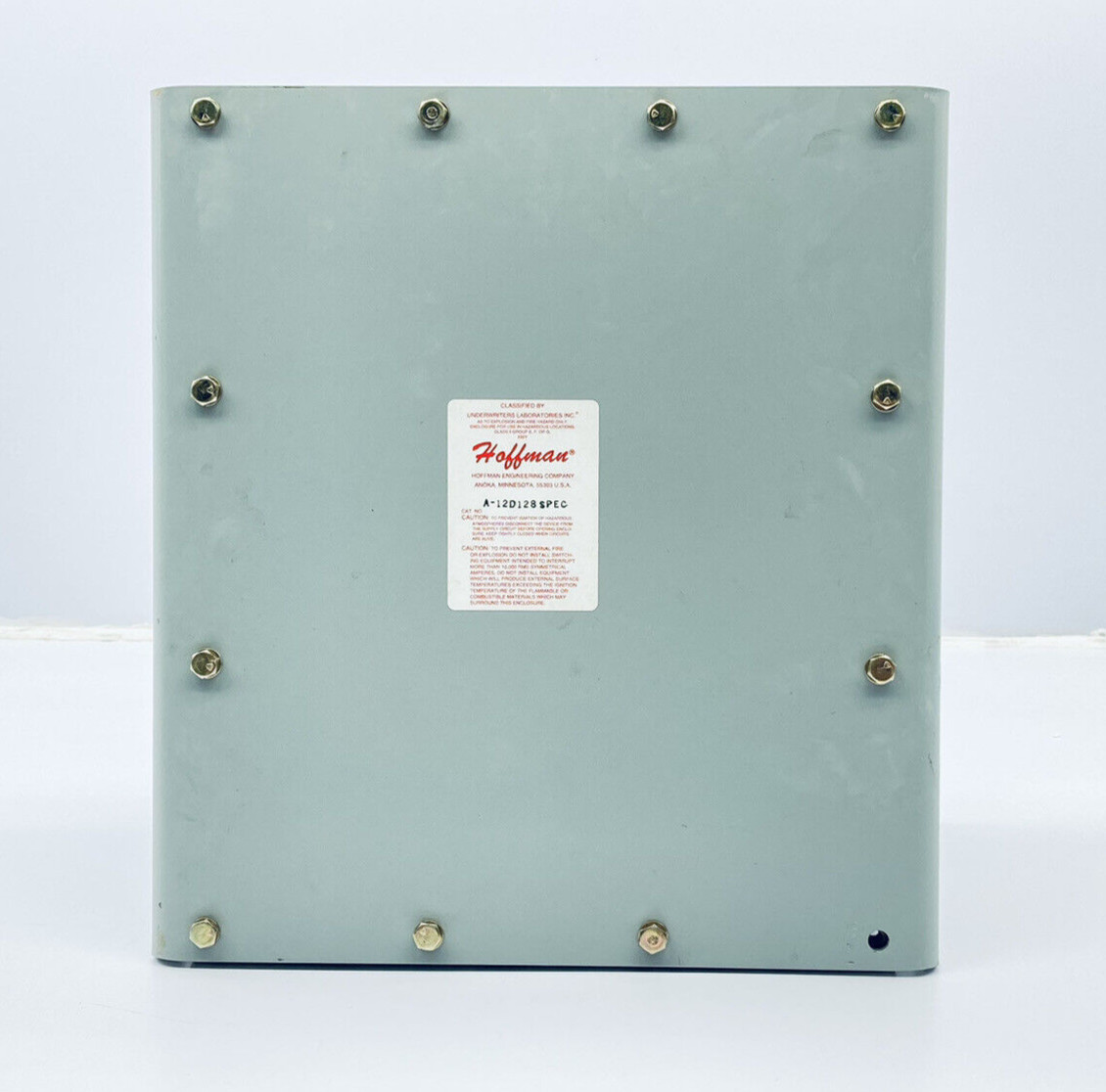 UNUSED HOFFMAN A12D128 ENCLOSURE NEMA TYPE 9 FOR HAZ. LOC. 12x12x8″ GRAY STEEL